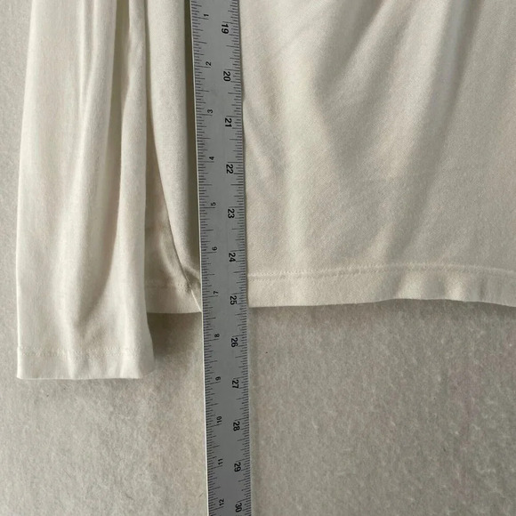 Athleta Shirt Women's Sz S Ivory Long Sleeve Twist Front Pullover V-neck Knotted - Picture 5 of 12